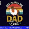 An illustrated graphic featuring a cute guinea pig wearing a brown hat, set against a sunset-striped background. The text above and below reads, "Best Guinea Pig Dad Ever." The bottom of the image contains a blue banner with the text, "Digital Download - PNG.