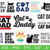 Various "Cat Dad" themed designs, featuring text and cat-related graphics in different layouts and fonts. Formats: SVG, PNG, EPS, DXF, AI.
