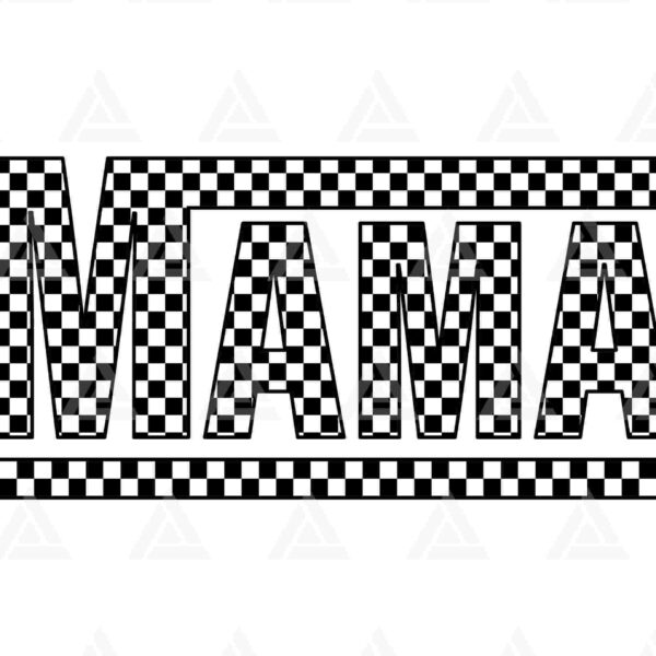 The image features the word "MAMA" in bold, uppercase letters with a black-and-white checkered pattern.