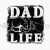 Black and white graphic with "DAD LIFE" text and an image of an adult hand fist-bumping a child's hand.