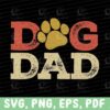 A graphic with the text "DOG DAD" where the "O" in "DOG" is replaced by a paw print. Available in SVG, PNG, EPS, and PDF formats.