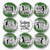 A set of eight golf-themed coasters with humorous quotes about golfing. The coasters have green backgrounds and golf-related graphics. The center coaster reads "Golfing Coaster Set of 8 PNGs.