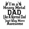 Alt Text: Text on image reads: "I'm a Heavy Metal Dad Like A Normal Dad Just Way More Awesome" with decorative skeleton hand graphics.