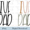 Two text designs reading "I love Dad," with one design in black text and the other in orange and green text. Watermark "PRINTS BY teci" appears repeatedly in the background.