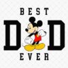 Image of the words "Best Dad Ever" with a cartoon mouse in the center of the letter A in Dad.