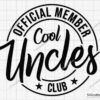 A circular black and white logo with the text "Official Member Cool Uncles Club" in bold, stylized font. The words "Cool Uncles" are prominently featured in the center, with "Official Member" above and "Club" below, separated by stars on either side.
