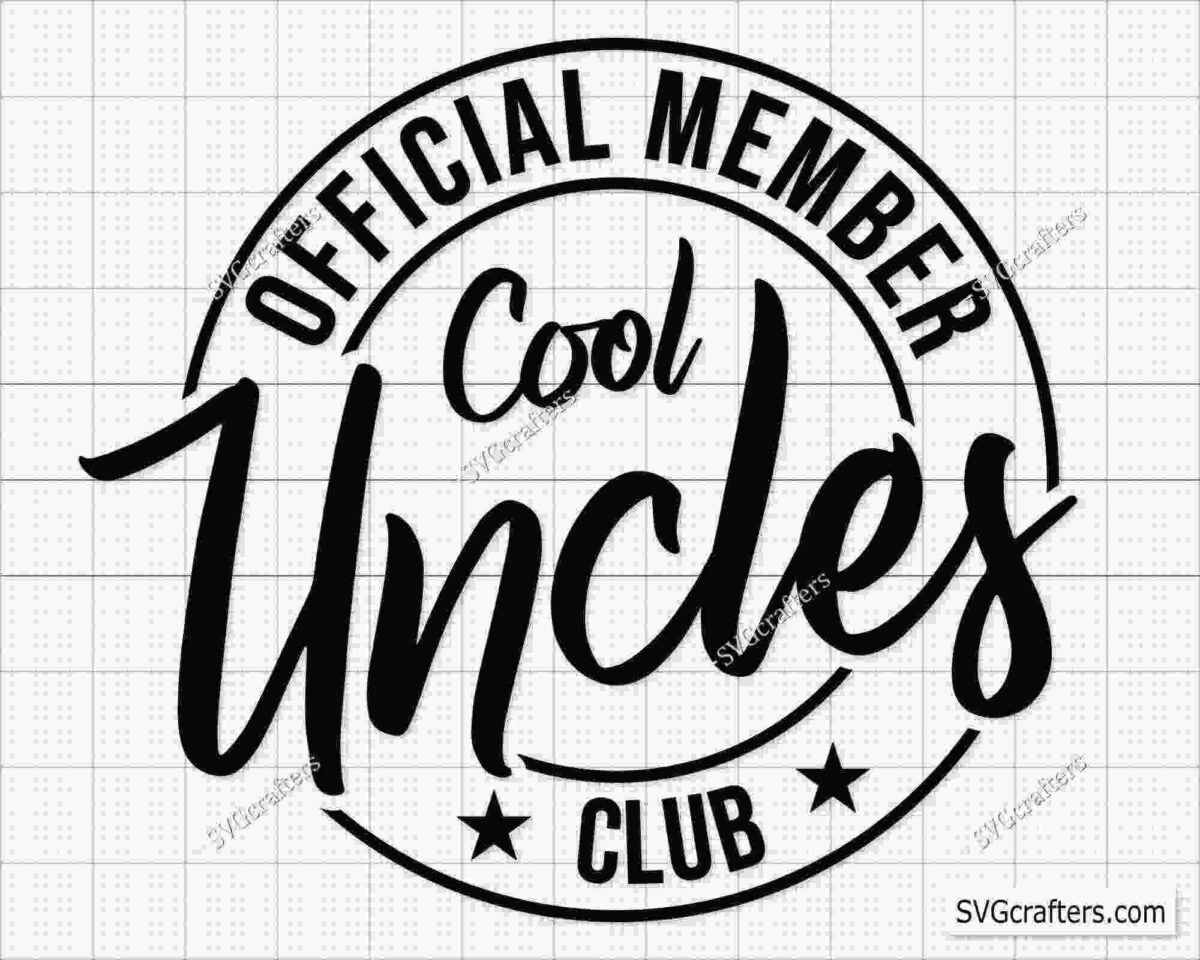 A circular black and white logo with the text "Official Member Cool Uncles Club" in bold, stylized font. The words "Cool Uncles" are prominently featured in the center, with "Official Member" above and "Club" below, separated by stars on either side.