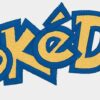 Logo with the word "PokeDad" in playful, stitched letters with a blue and yellow color scheme.