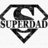 Black and white logo with the text "Superdad" inside a diamond-shaped emblem.