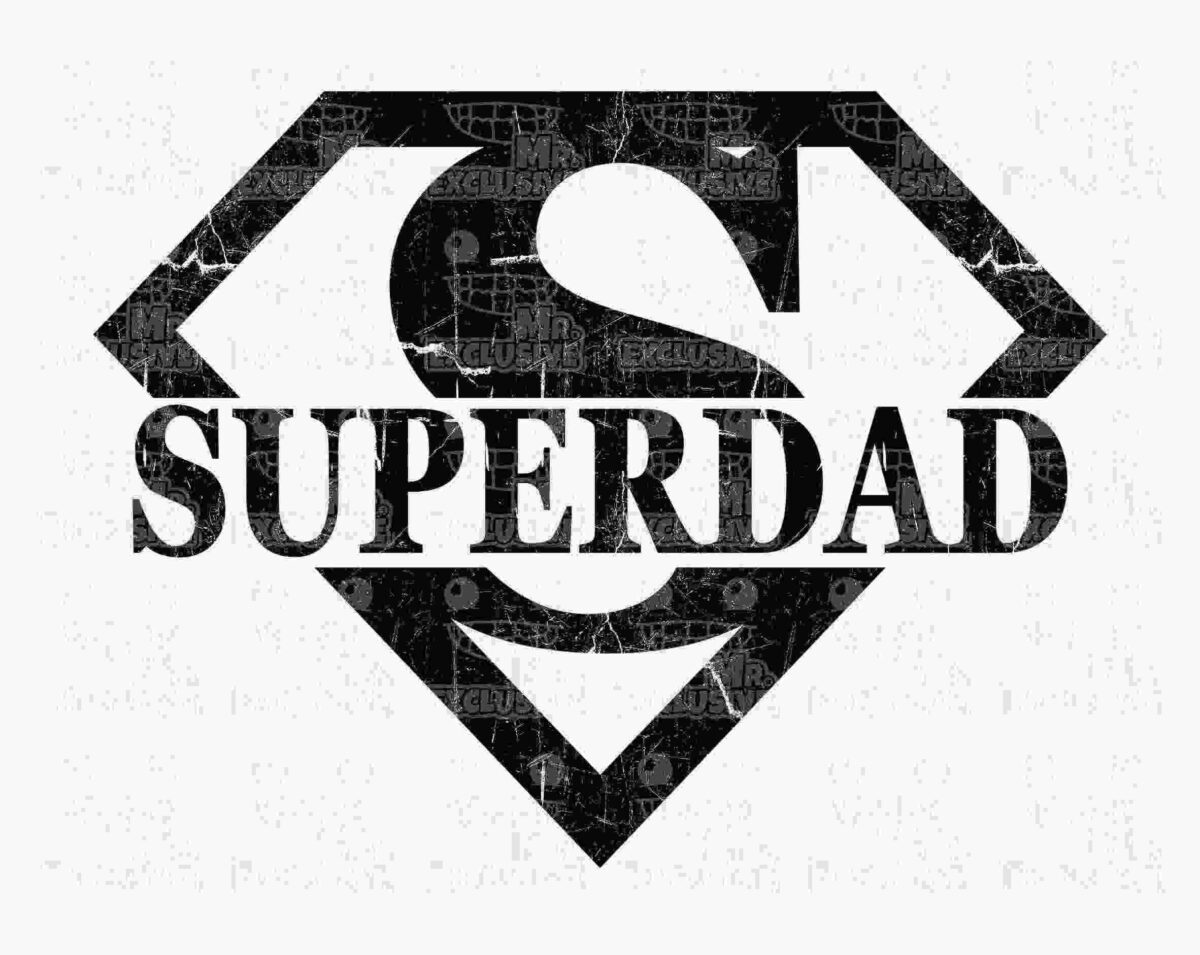 Black and white logo with the text "Superdad" inside a diamond-shaped emblem.