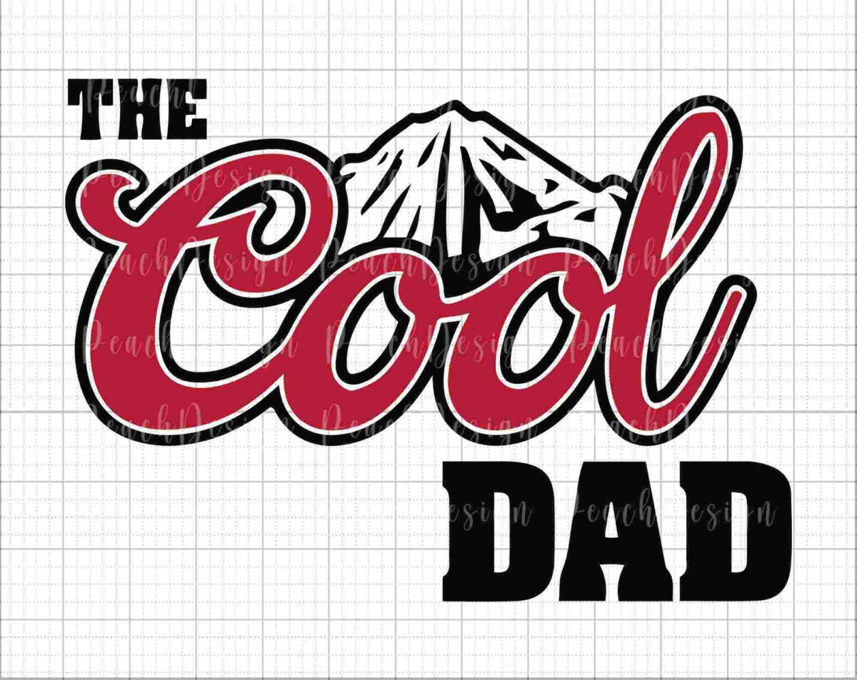 Alt Text: Text reading "The Cool Dad" with a stylized mountain graphic embedded in the word "Cool.