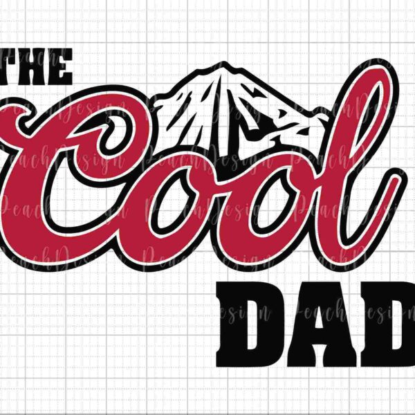 Alt Text: Text reading "The Cool Dad" with a stylized mountain graphic embedded in the word "Cool.