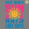 Boat Waves Sun Rays Lake Days Retro SVG