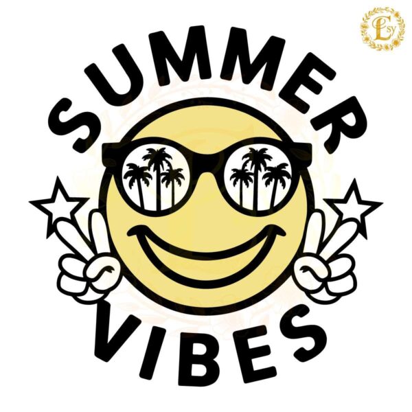 Funny Summer Vibes Smiley Face SVG