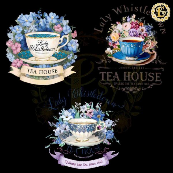 Lady Whistle Down Tea House Spilling PNG Bundle