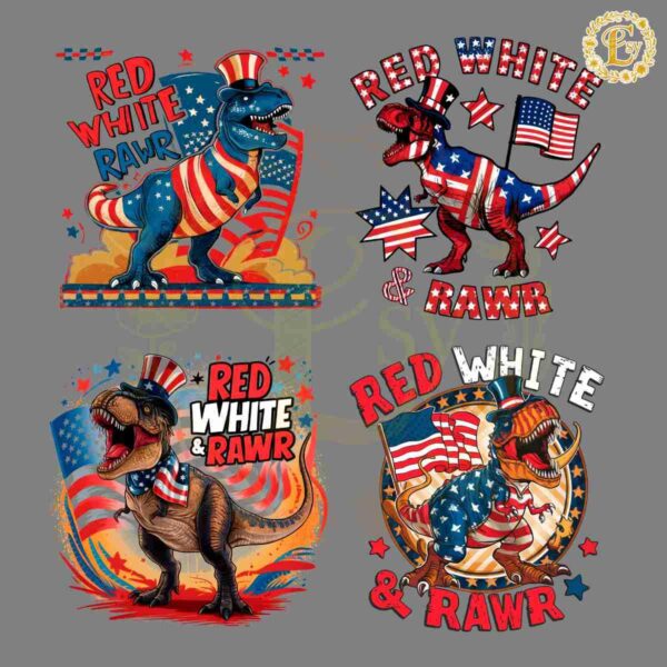 Red White And Rawr 4th Of July PNG Bundle