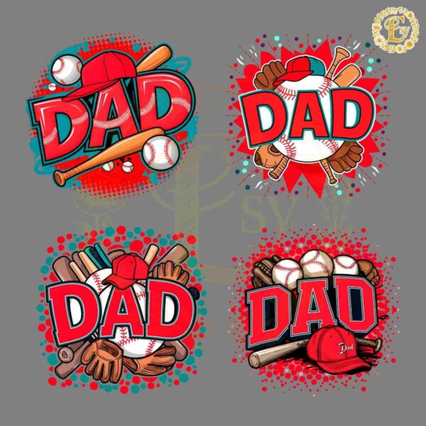 Retro Baseball Dad Game Day PNG Bundle