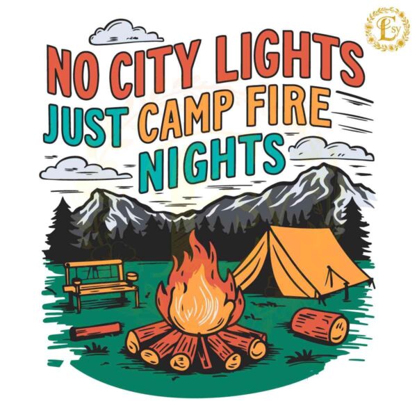 Retro Summer No City Lights Just Camp Fire Nights SVG