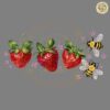 Strawberry Purple Flower Bee Summer PNG