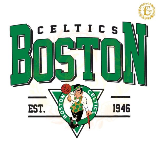 Vintage Boston Celtics Est 1946 Basketball Logo Team SVG