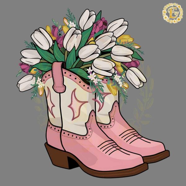 Vintage Cowboy Tulips Flowers SVG