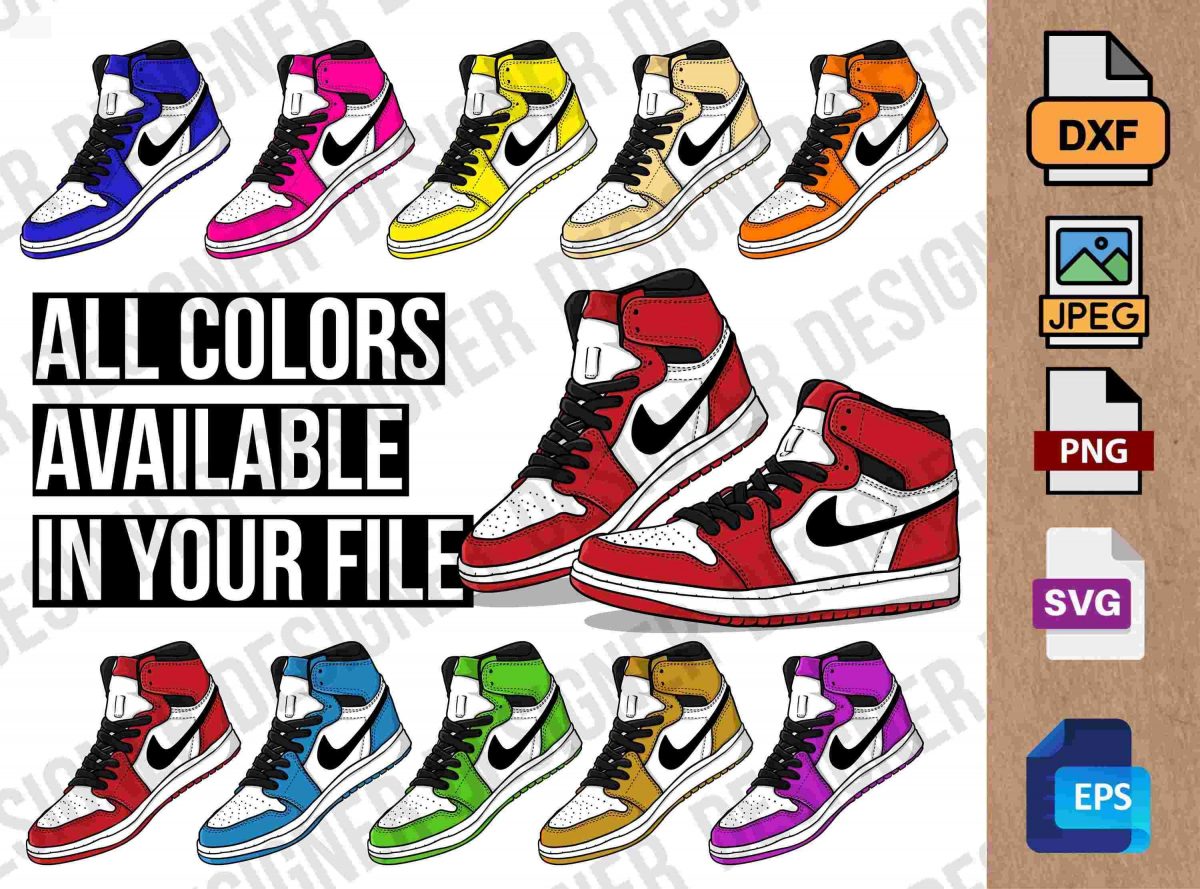 10 Sneaker SVG Bundle Sporty Shoe Clipart for Cricut Silhouette PNG