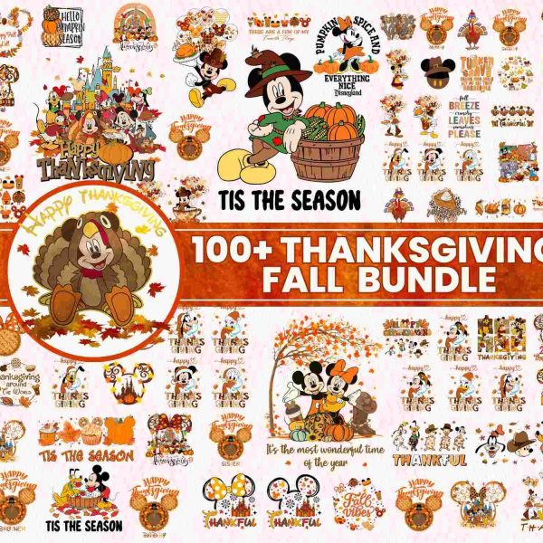 100 Mickey Mouse Autumn Thanksgiving Bundle Seasonal SVG PNG