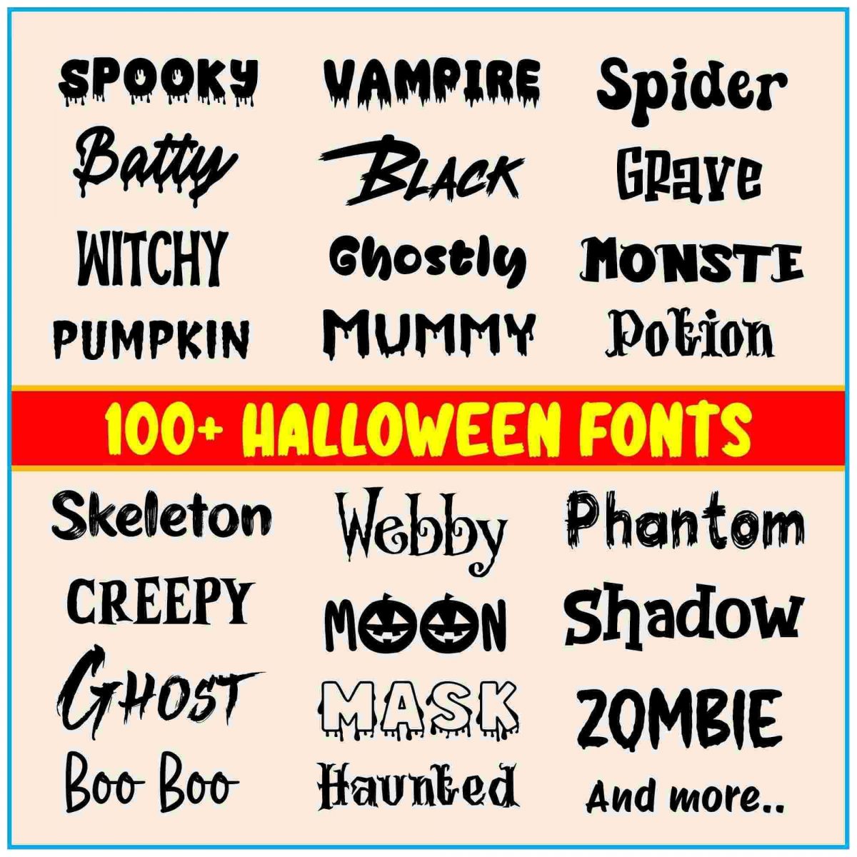 100 Spooky Halloween Font Bundle for Crafts Designs SVG PNG Ready