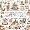 100+ Watercolour Rustic Christmas Clipart, Christmas Tree Clipart, Boho Christmas PNG Bundle, Cozy Christmas Clipart, Commercial Clipart