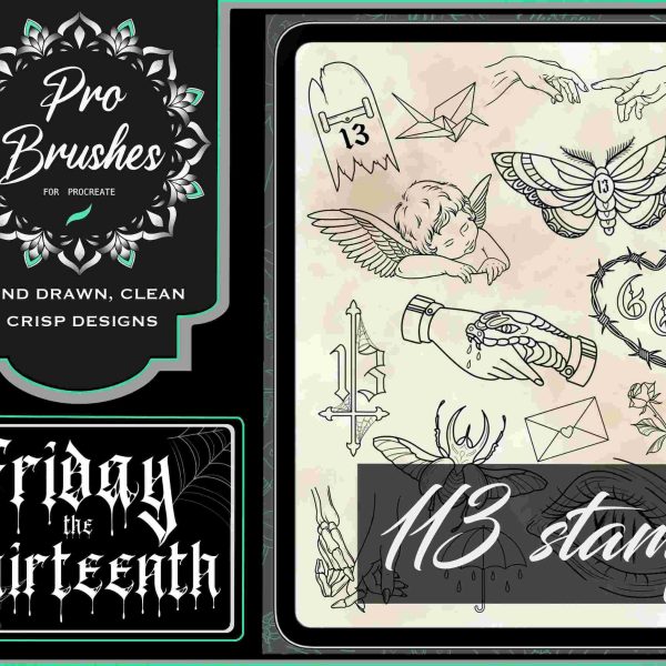 113 Spooky Tattoo Designs for Friday the 13th SVG PNG Stamps for