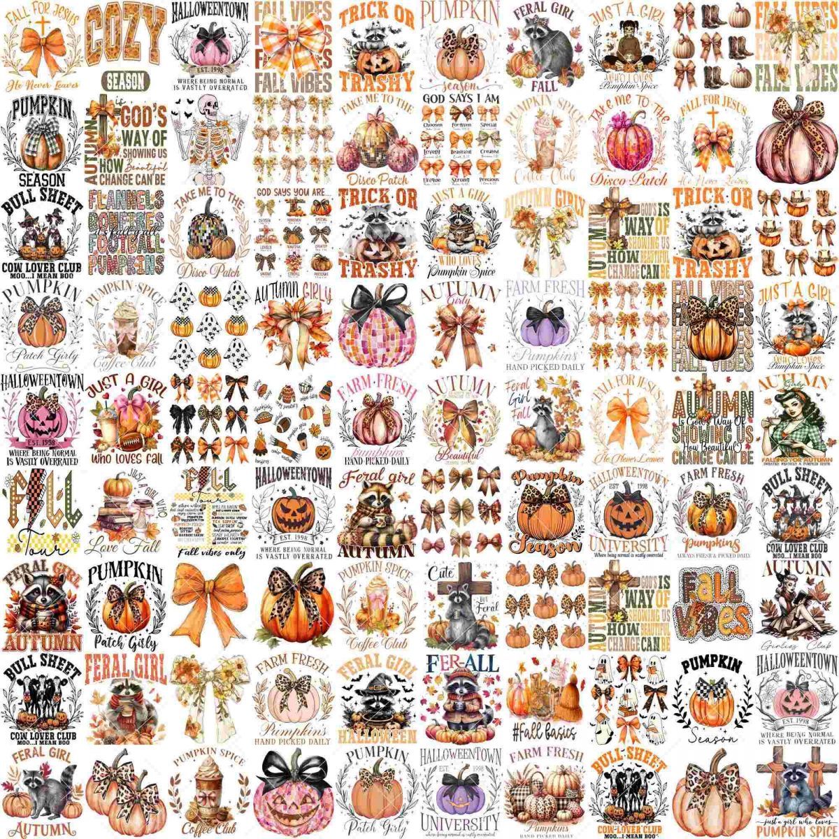 120 Trendy Fall Bundle Coquette Bow Pumpkin Spice Christian Design