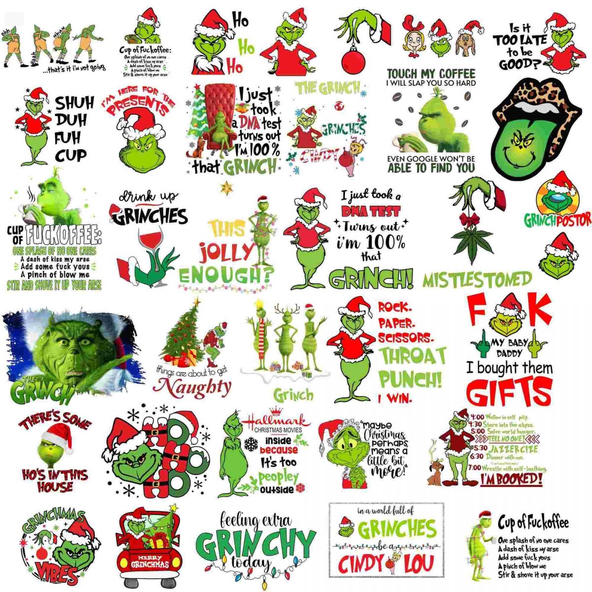 140 Grnich Christmas SVG PNG Bundle Retro Grincmas Designs