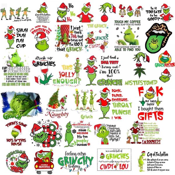 140 Grnich Christmas SVG PNG Bundle Retro Grincmas Designs