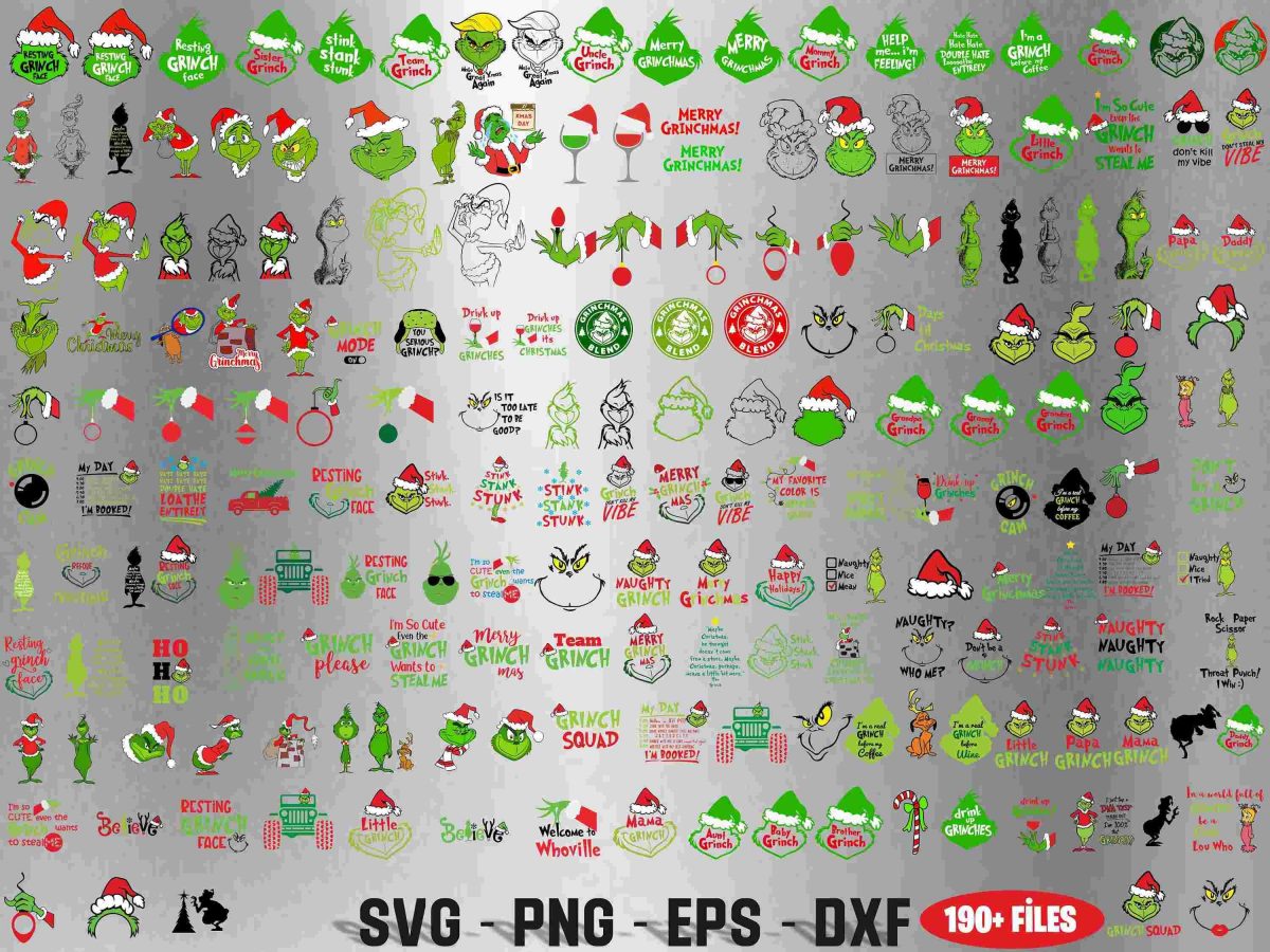 190 Grinch Christmas Svg Bundle Unique Designs Clipart Files for