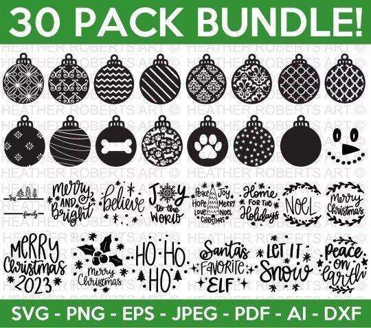 2022 Christmas Ornaments Bundle Round Winter SVGs for