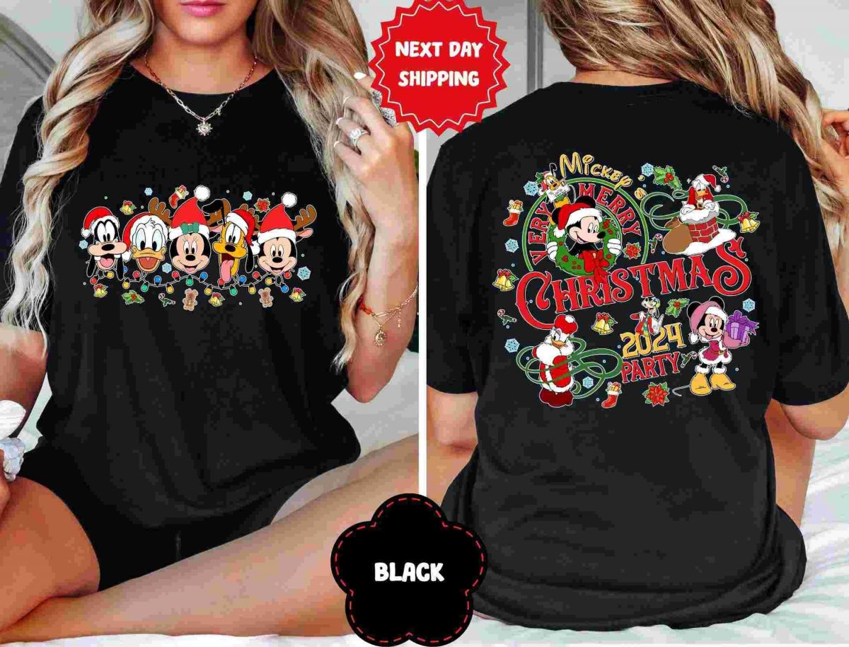 2024 Custom Mickey Merry Christmas Shirt with Mickey Ears Mickey and