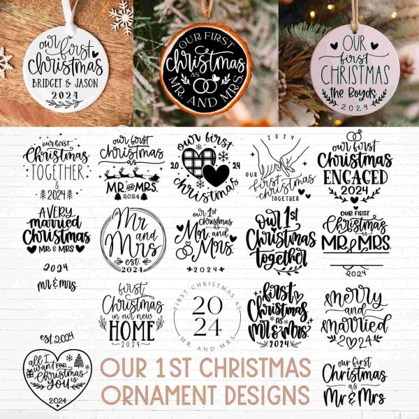 2024 First Christmas SVG Bundle Mr Mrs Ornament Wedding