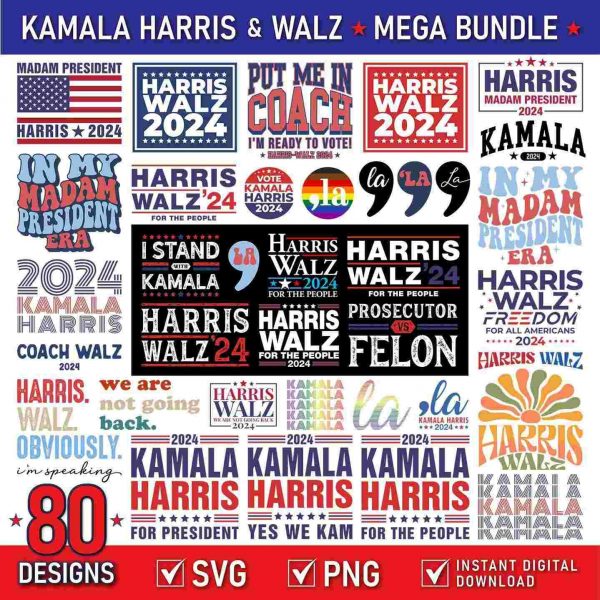 2024 Harris Walz Campaign Bundle SVG and PNG Files