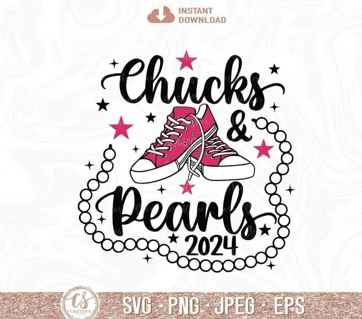 2024 Kamala Harris Chucks Pearls SVG for Funny Girl Tee Cricut Cut