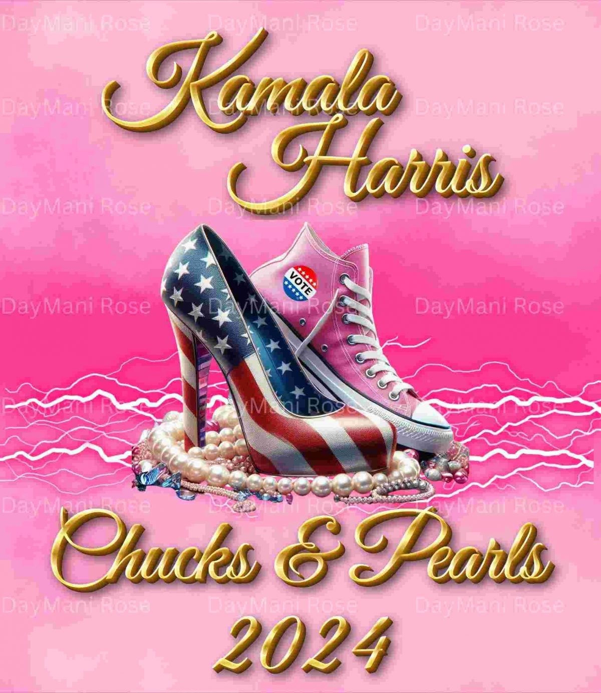 2024 Kamala Harris Chucks Pearls SVG Patriotic Election Design