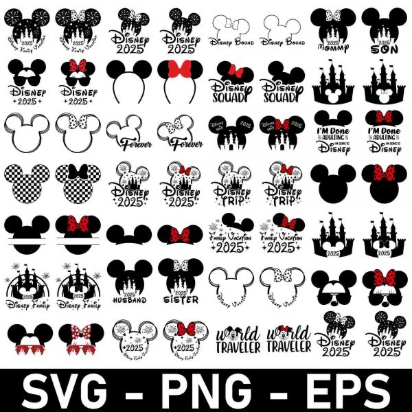 2025 Mickey Birthday Princess Family Vacation Christmas SVGs