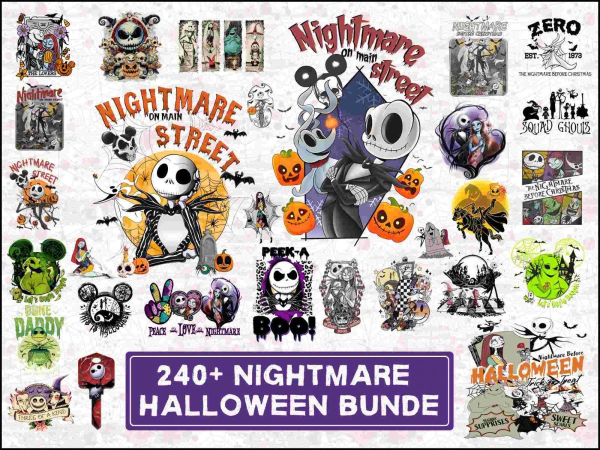 240 Spooky Halloween Nightmare Bundle Png Svg