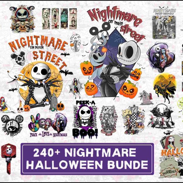 240 Spooky Halloween Nightmare Bundle Png Svg