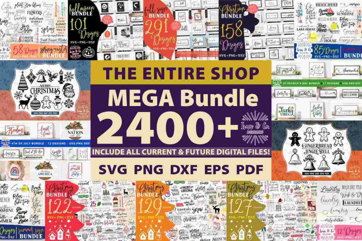 2400 Premium SVG Bundle for Cricut Silhouette Complete Shop Bundle