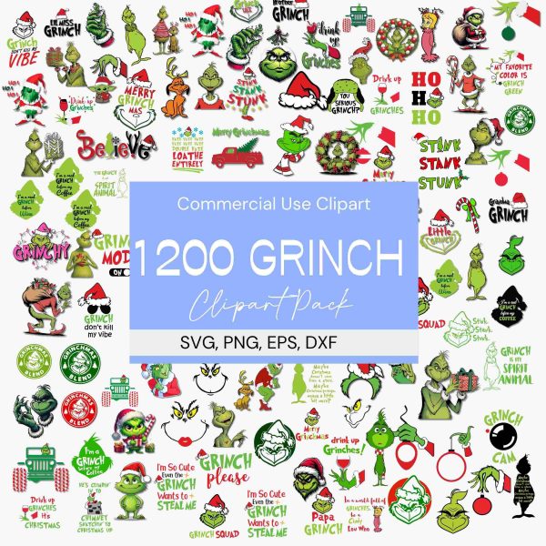 250 Exclusive Grinch Christmas SVG PNG Bundle 1200 Files Clipart