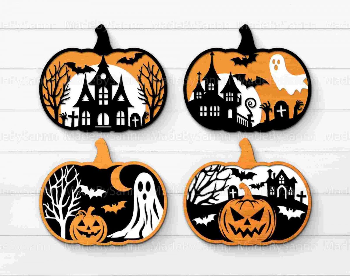 3D Halloween Pumpkins SVG for Laser Cutting Spooky Decor and More