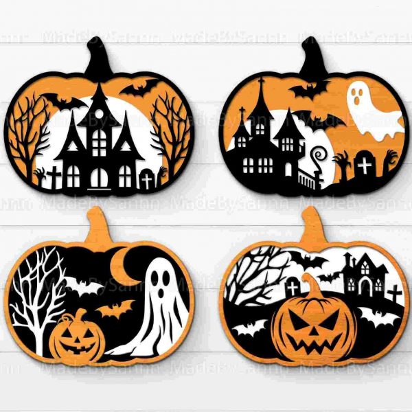 3D Halloween Pumpkins SVG for Laser Cutting Spooky Decor and More