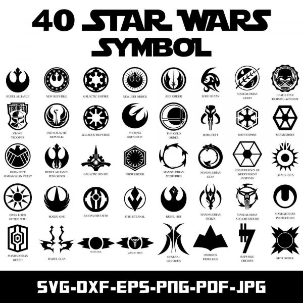 40 Star Wars Icons Bundle SVG DXF Eps Png Pdf Jpg Cricut Silhouette