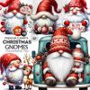 42 Watercolor Christmas Gnomes clipart Set,red & white Christmas clipart PNG, Truck, gifts, snowman, reindeer, Merry Christmas, funny gnomes