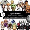 47 Space Wars Cute Cartoon Clipart Set Chibi Kawaii Movie Wall Art